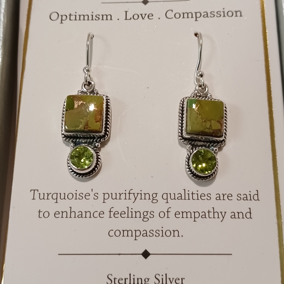 SHIVAM STERLING SILVER TURQUOISE & TOPAZ EARRINGSAPPROXIMATELY 1 1/4 INCH LONG - Picture 6 of 8